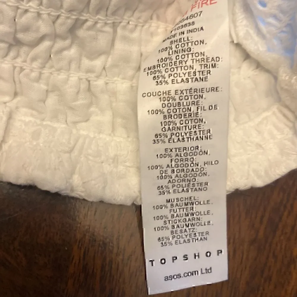 NWT Topshop White Eyelet Smocked Crop Top with Tie Straps - Picture 5 of 5